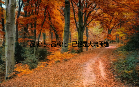 品质化、品牌化, 已经是大势所趋