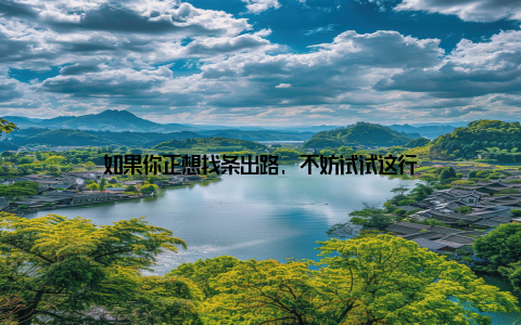 如果你正想找条出路, 不妨试试这行